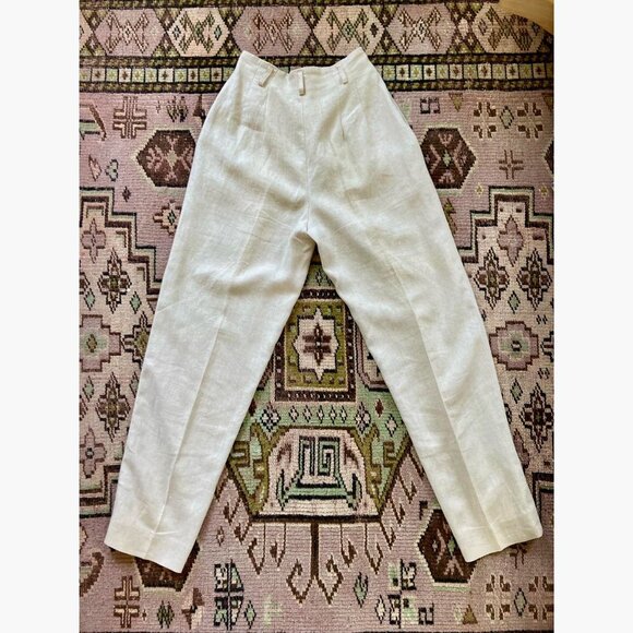 100% linen Lord & Taylor Petites brand pleated high-waisted pants - Picture 6 of 6